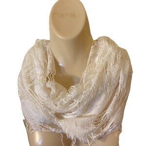 Rue 21 Etc Infinity Scarf Womens Creamy Open Weave Lace BOHO Prairie Peasant
